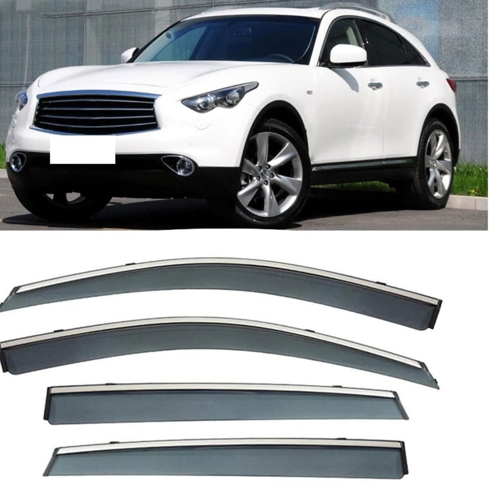 4Pcs Deflettori Del Vento Auto per I-nfiniti QX70 2013-2017, Parapioggia per Finestrino Coperture di Ventilazione Visiera Accessori
