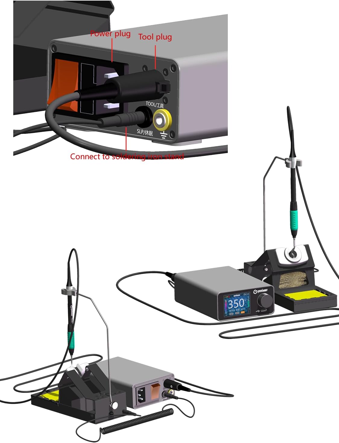 TC22 soldering station compatible with 115/210/245/T12 soldering tip color curve display soldering rework station (TC22, C115KIT)