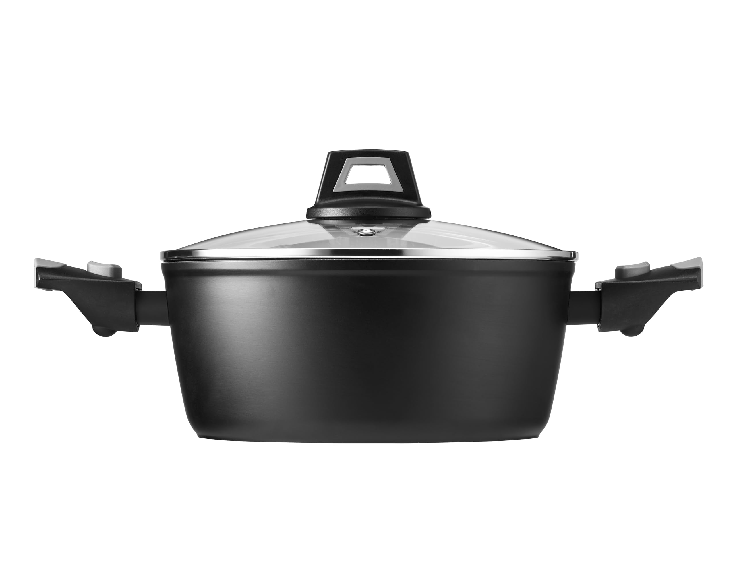 Pradel Excellence - PCUI002010 - Faitout Ø24 cm - Aluminium Forgé - Revêtement Antiadhésif façon pierre - Poignées Amovibles - Couvercle Verre - Tous Feux dont Induction et Lave-Vaisselle