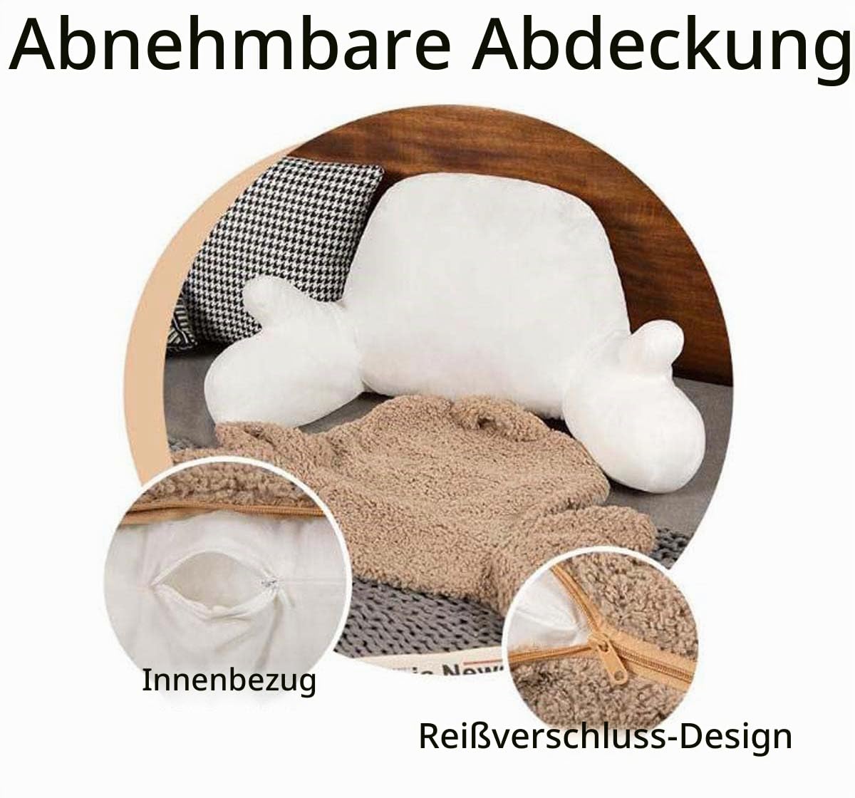 Teddy Flauschiges Lesekissen, 80 x 40 cm, weiches Kuschelkissen