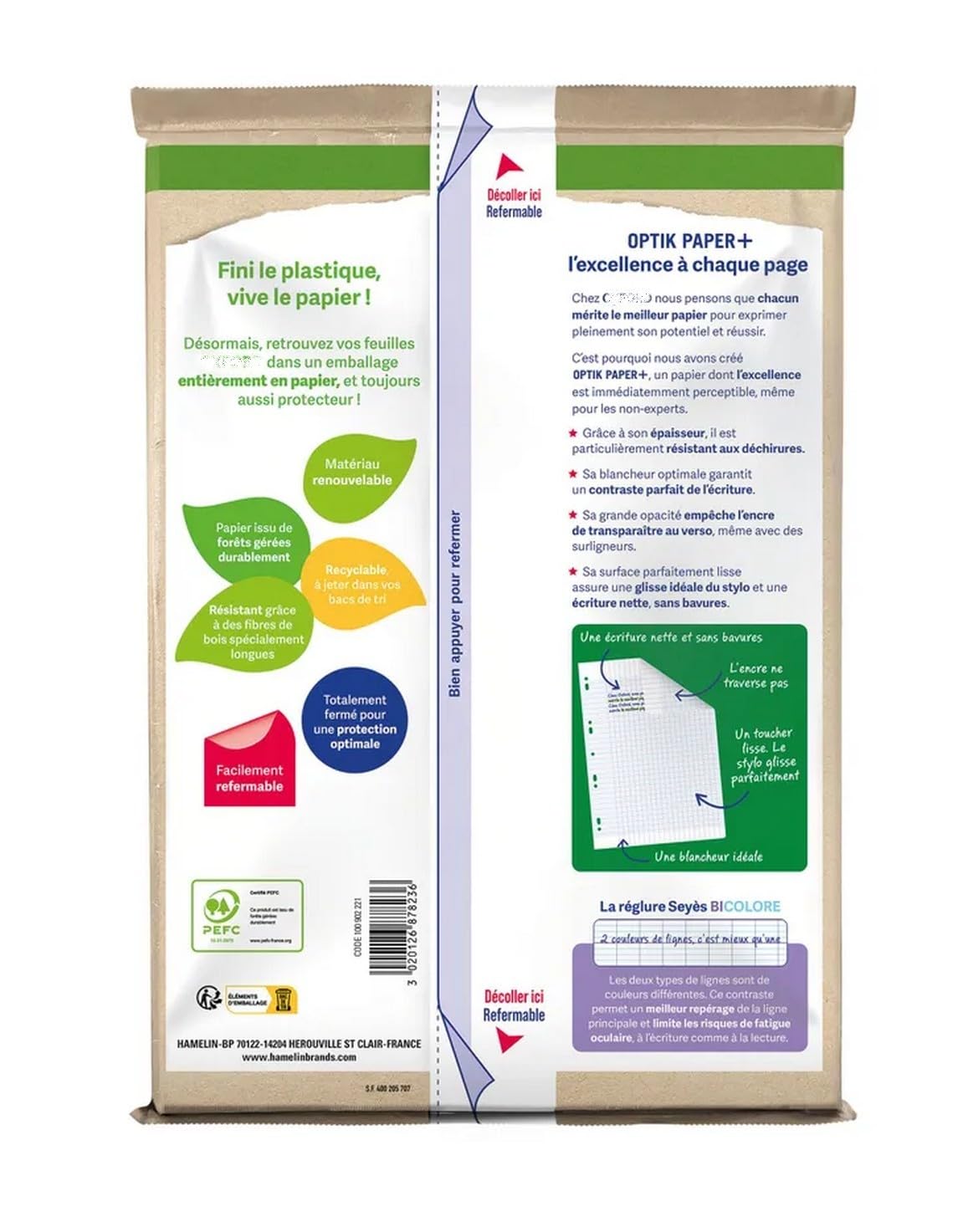 Lot de 300 feuilles simples + 300 copies doubles grand carreaux seyès perforées A4 + 1 Index Adhésif Blumie