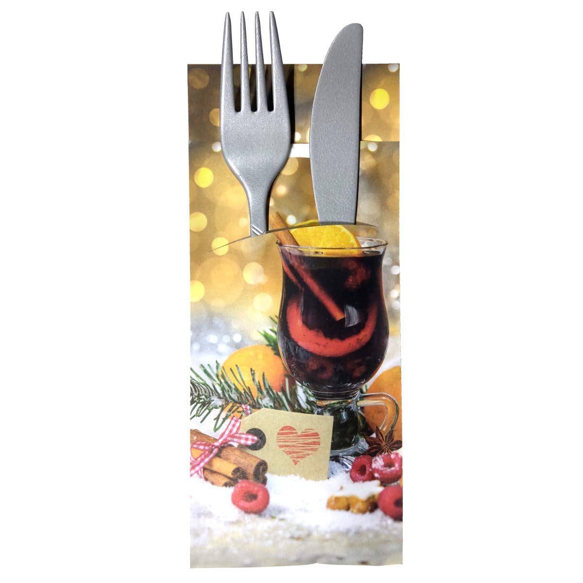 520 Bestecktaschen mit Serviette Glühwein 20 cm Weihnachten