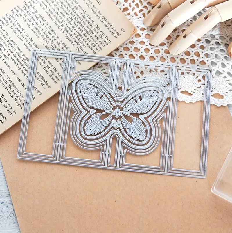 Miniatura 4 de Matrices de marco de hojas sueltas de mariposa, troqueles de metal, marco de mariposa, plantillas de corte de metal para manualidades, álbumes de