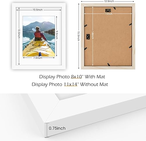 Miniatura 3 de Golden State Art, Marco de fotos marrón de 11 x 14 pulgadas para fotos de 8 x 10 pulgadas con paspartú o de 11 x 14 pulgadas sin paspartú, madera