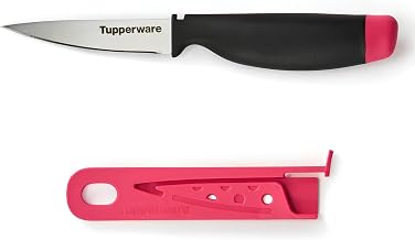 Tupperware Paring Knife with Sheath - 8cm Japanese Stainless Steel Blade - Precise Fruit and Vegetable Cutting - Ergonomic Handle and Smart Lock Case - Ultra Sharp