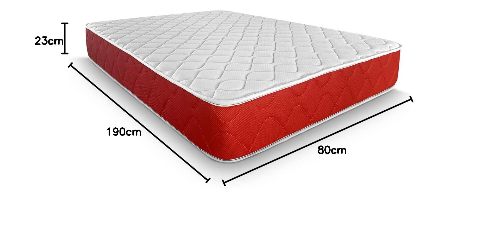 DUÉRMETE ONLINE Materasso viscoelastico Lite reversibile | Rigido e confortevole | Molto traspirante | Lato Inverno/Estate Altezza 23 cm, Bianco, 80 x 190