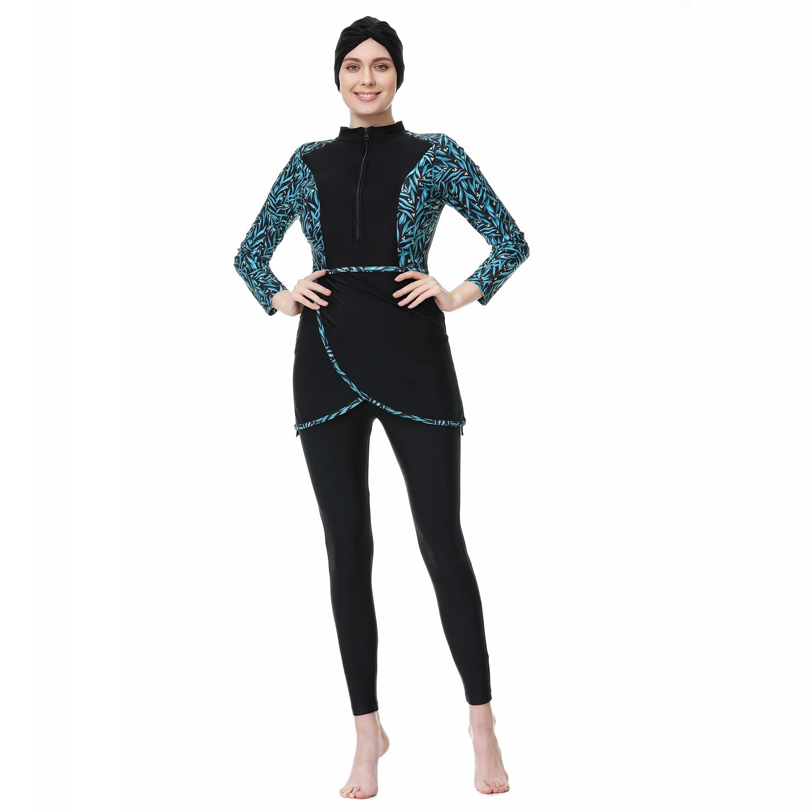 Burkini Damen: Muslimische Badeanzug Uv Rashguard Große Größe Push Up Bademode Swimsuits for Women Slim Fit Bauchweg Badebekleidung Swim Suit Shape Schwimmanzug Swimwear