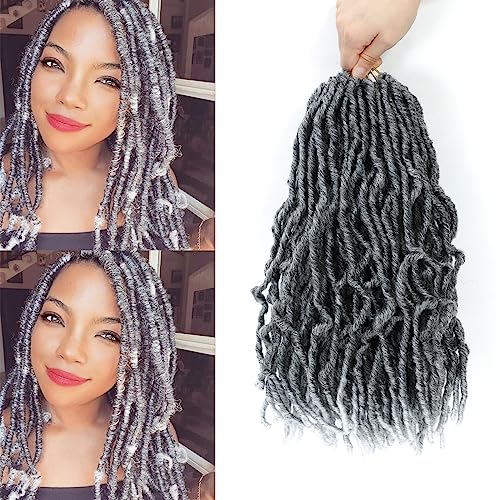 Grey Faux Locs Soft Faux Locs Crochet Hair 14 Inch 7 Packs New Soft Locs Crochet Hair Crochet Soft Locs Pre Looped Locs Crochet Hair for Black Women Synthetic Hair Extensions(14 Inch,Tgrey)