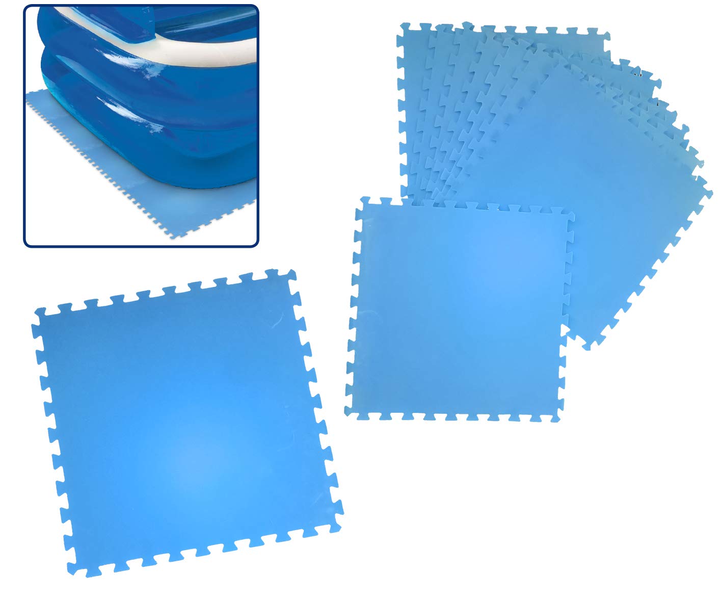 Premium Poolmatte 8 Stück 50x50 Set Blau Pool Bodenschutzfliesen Joga Matte Puzzle Unterlage Spielmatte Bodenmatte
