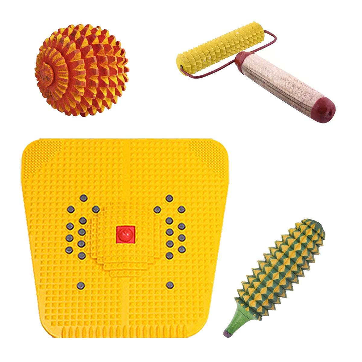 AHCP ACUPRESSURE HEALTH CARE PRODUCT Acupressure Massager Tools Set with Bio-Magnetic Power Foot Mat (Magneto-Therapy) for Stress and Pain Relief (Multipurpose) Massager (Multicolor)