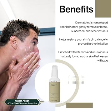 TRISWIM Chlorine Removal Body Wash & After Swim Lotion with Dermasport pH Balancing Cleanser, Hydrating Face Moisturizer, and Facial Sunscreen SPF 50 Bundle | Complete Skincare & Haircare for Swimmers