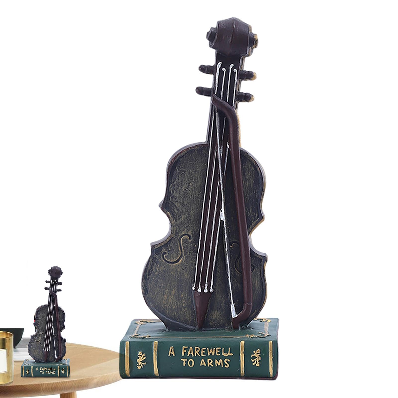 Violon Figurine base livre résine décoration table salon sculpture art rétro