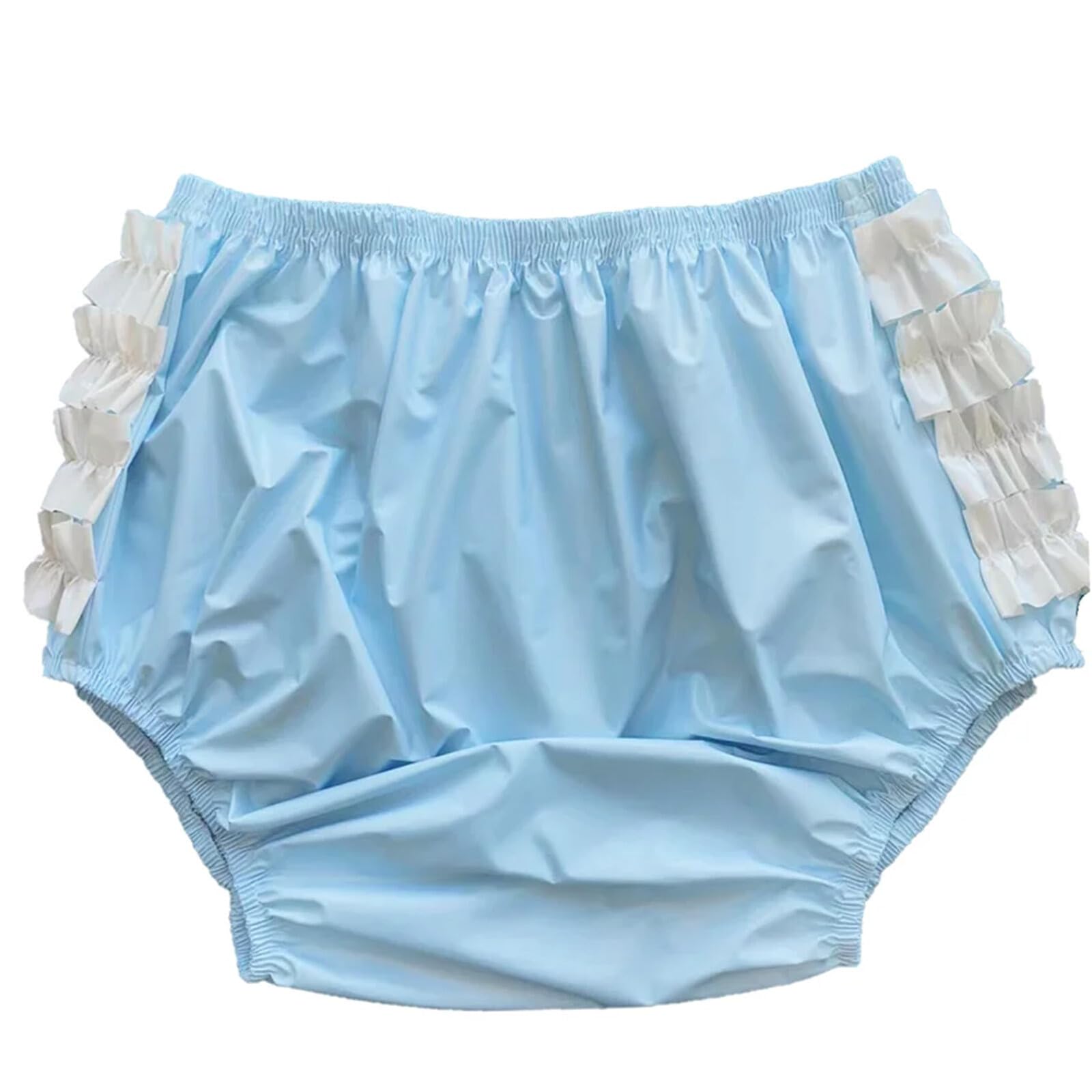 PVC Ruffle Pull-On Plastic Pants/Adult Incontinence Pull-On Plastic Pants, Vinyl Waterproof Incontinence Pants/Wide Stretch Waterproof Diapers/Reusable Waterproof Pants (XXL)