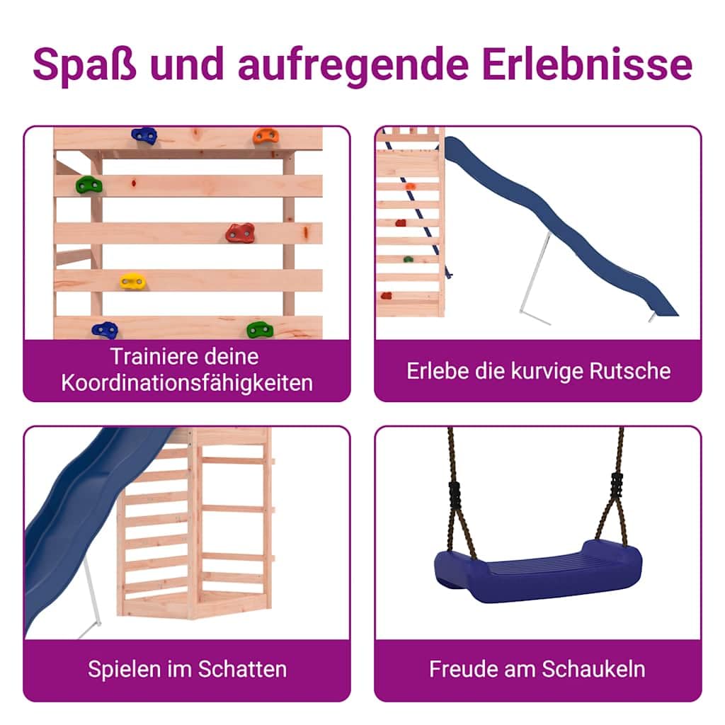 vidaXL Spielturm, Klettergerüst mit Kletterwand Rutsche Schaukel, Kinder Kletterturm mit Sandkasten, Spiel-Zubehör für Garten, Spielgeräte Spielplatz, Massivholz Douglasie