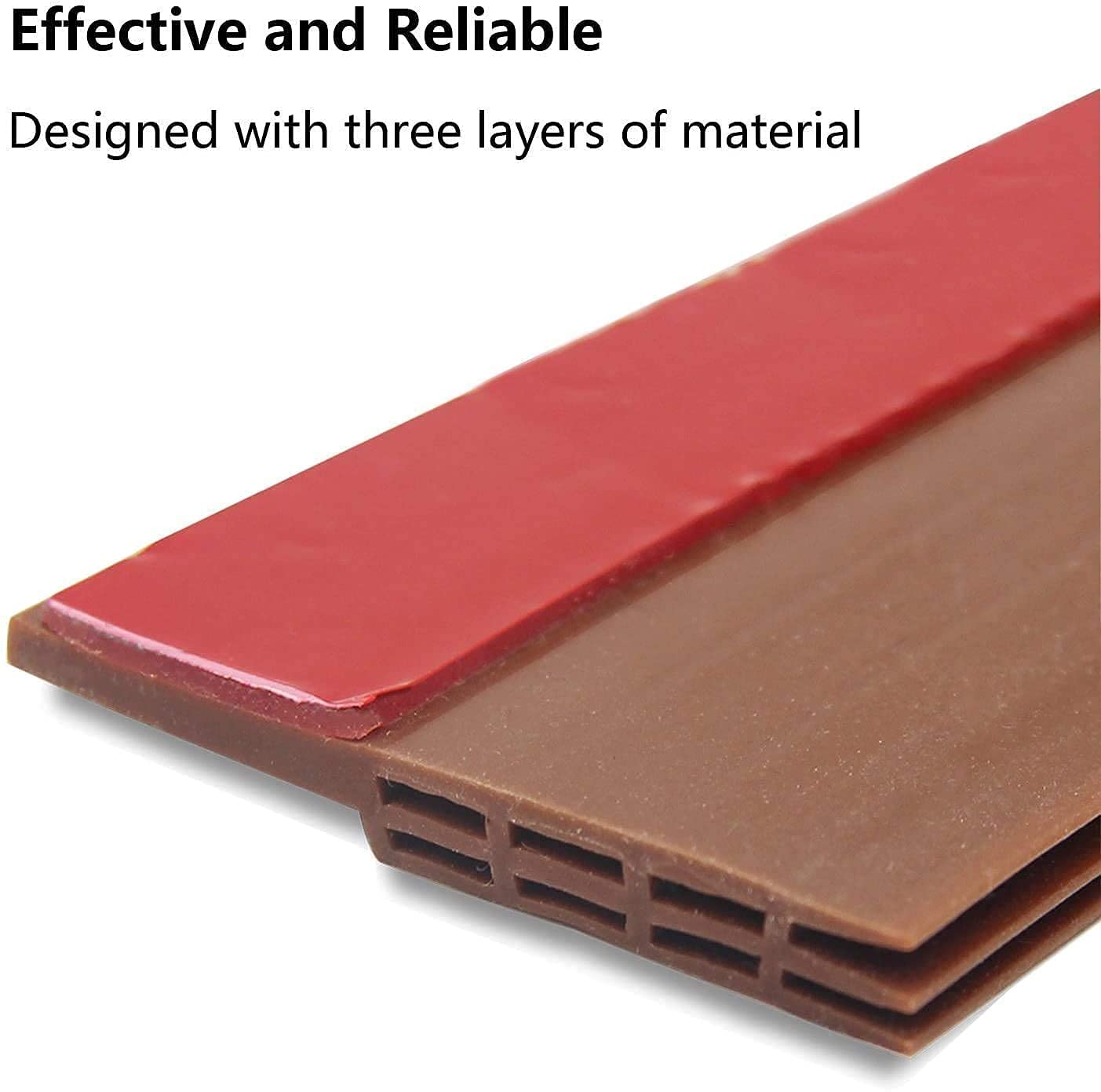 SIMXEN Self Adhesive Door Bottom Sealing Strip Guard for Home Door Protector for Home from Dust, Insects, Waterproof, Soundproof Door Seal, Door Air Blocker 1 Meter (Brown) 4