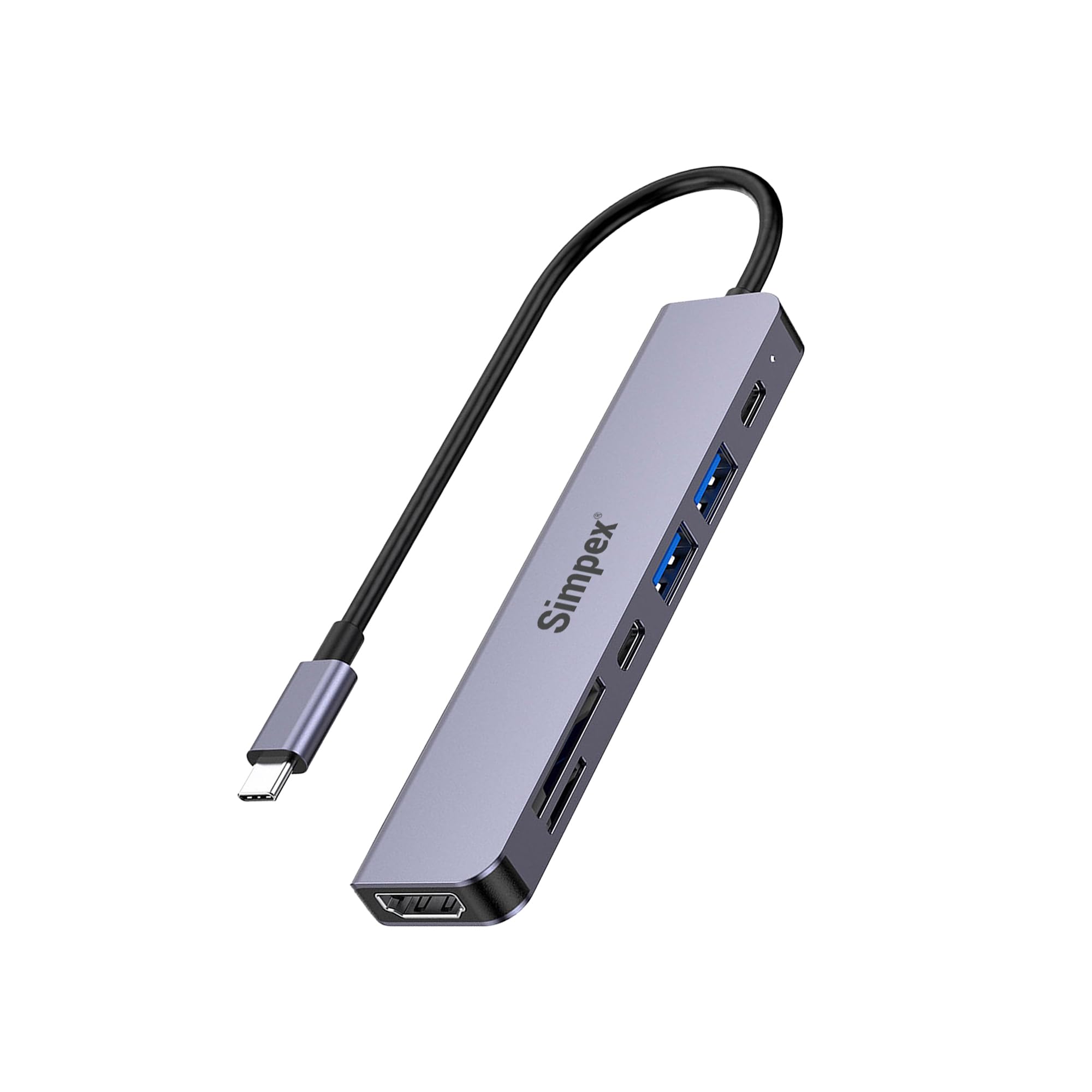 Simpex (Metal 7 in 1 Type C USB HUB) with 4K HDMI Port,1 x USB A 3.0 & 1x USB C 2.0 & 1x USB A 2.0 Port, Micro SD & SD Card Slot-image-32