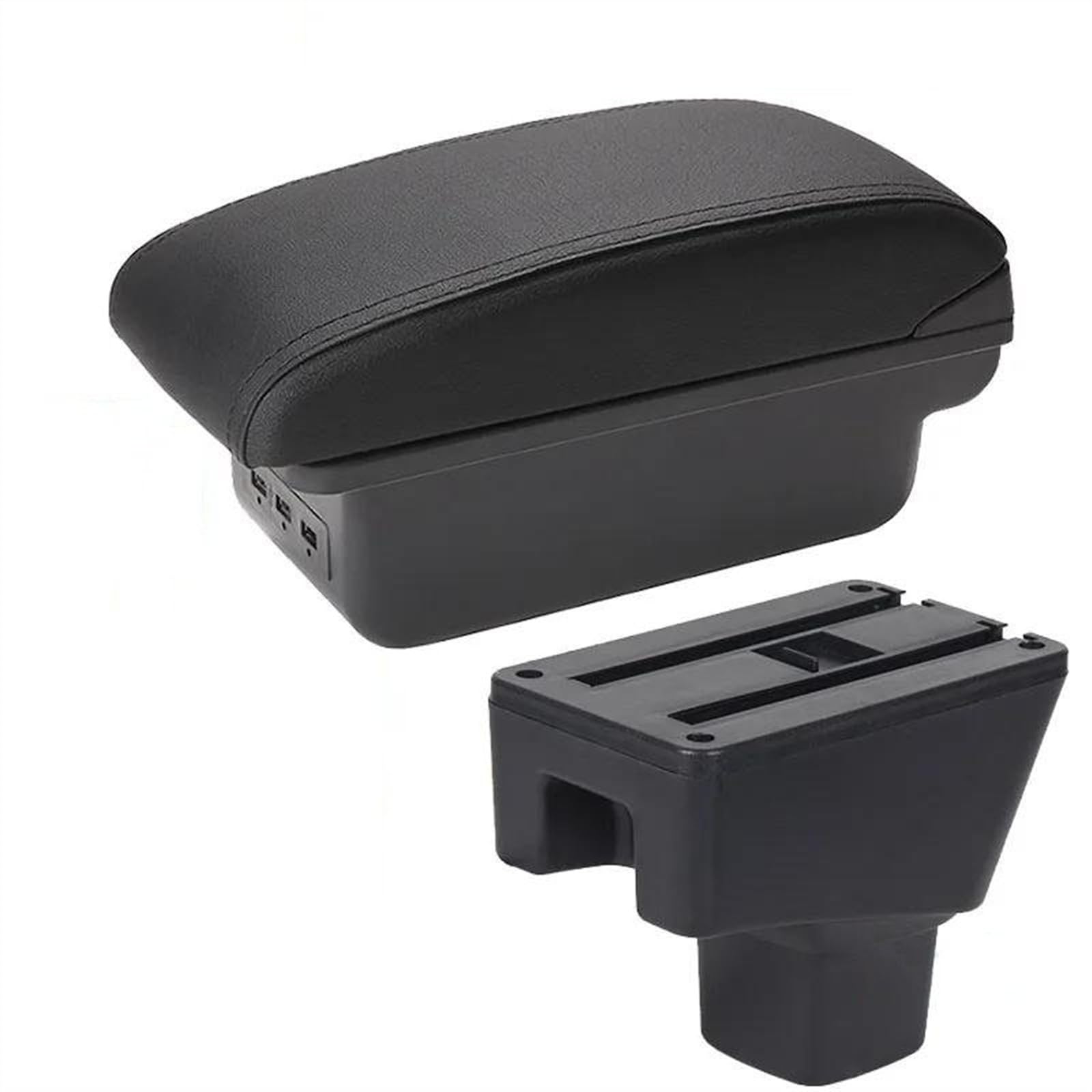 NMJLQW Storage Rack Armrest Interior Parts Car Armrest Box Retrofit Parts Storage Box Car Accessories Interior Details For SX4(B2 Black line 3USB)