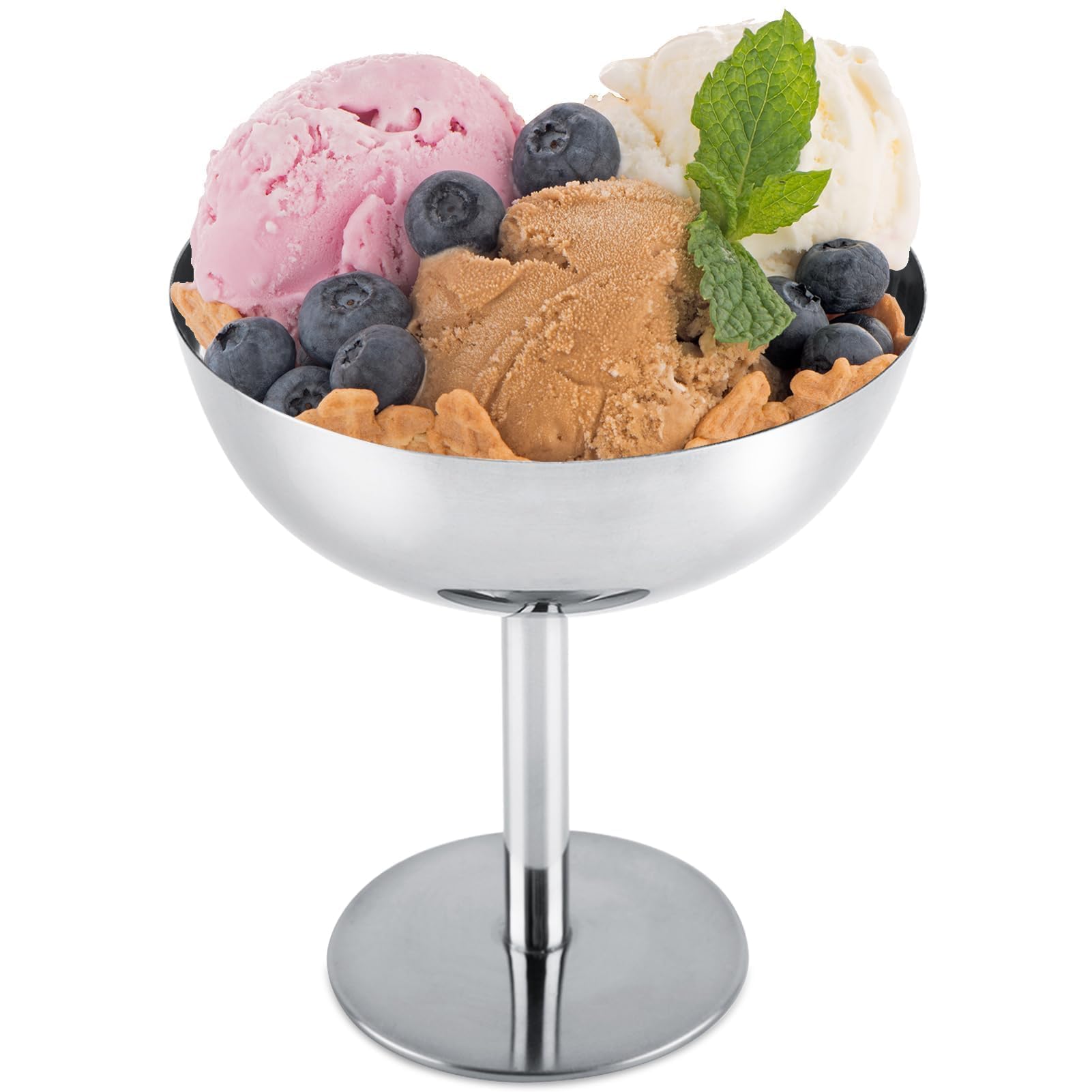 Lot De 4 Coupes à Glace En Inox - 9x10,5 Cm, Empilables, Finition Miroir, Conservation Du Froid