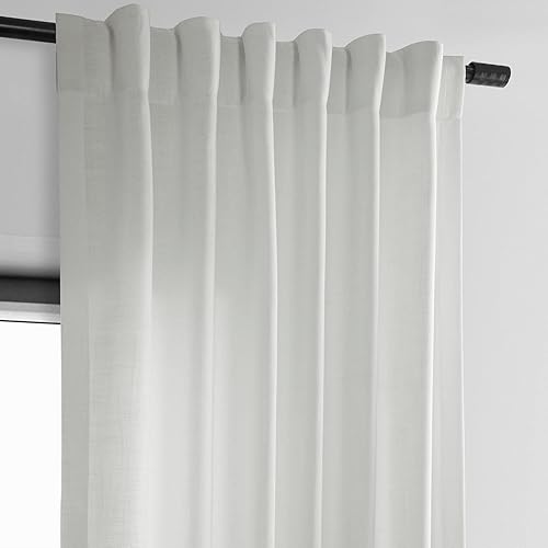 Miniatura 6 de HPD Half Price Drapes Cortinas clásicas de lino sintético semitransparentes para sala de estar (1 panel), filtrante de luz, 96 pulgadas de largo,