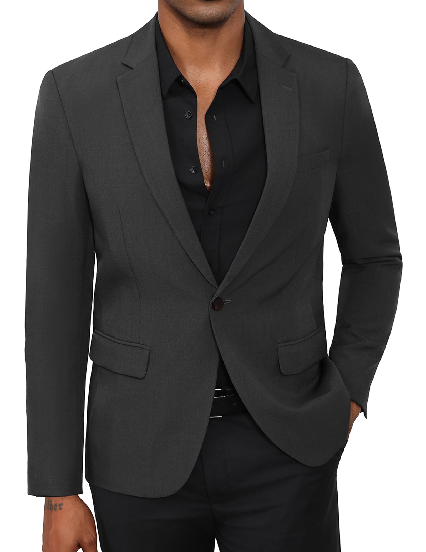 Mens Blazer Business Suit Jacket Regular Fit Sport Coats for Men Wrinkle Free Casual Blazer Jacket with One