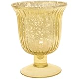 Luna Bazaar Vintage Mercury Glass Vase &lpar;5-Inch&comma; Emma Design&comma; Fluted Urn&comma; Gold&rpar; - Decorative Flower Vase - for Home Decor&comma; Party Decorations&comma; and Wedding Centerpieces