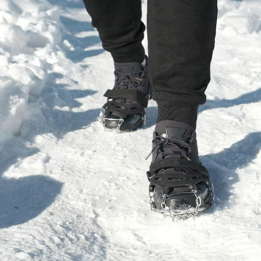 Flintronic Crampons Antidérapants 19 Dents Acier Inoxydable pour Chaussures Neige Glace