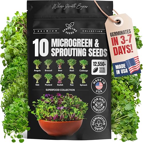 SproutMe Microgreens & Sprouting Seeds Variety Pack – 10 Varieties