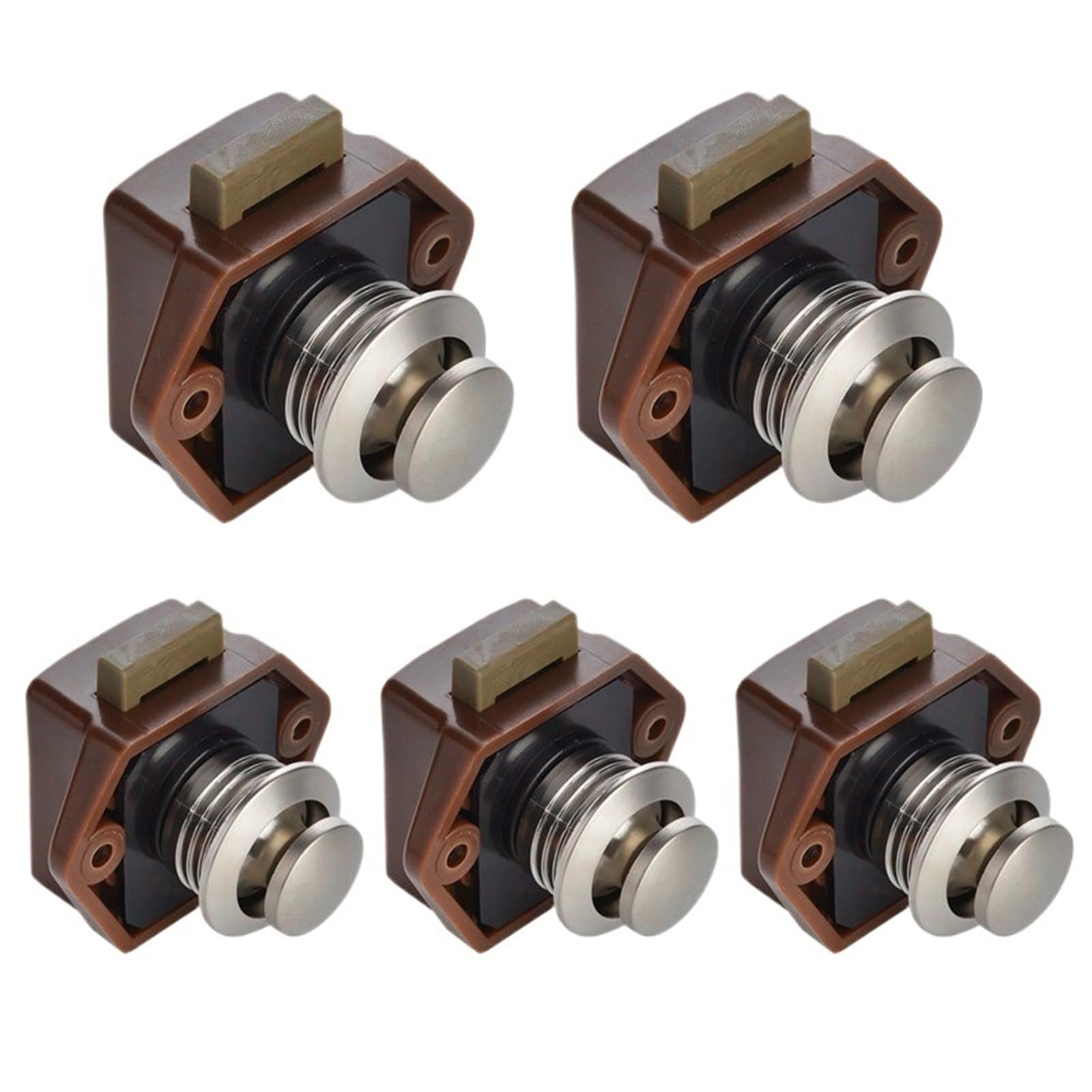 Jwvialel Small Brown Home Cabinet Drawer Latch Button Locks Furniture Hardware 5Pcs(Small Brown)