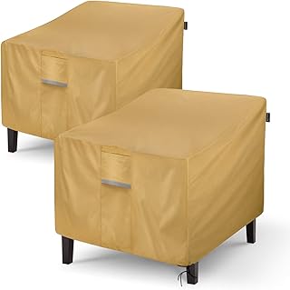 Sunkorto Funda Impermeable para Silla de Patio, Resistente al Agua, para Exteriores, césped, Muebles de Patio, Color marrón Claro, 76x94x79cm, Paquete de 2
