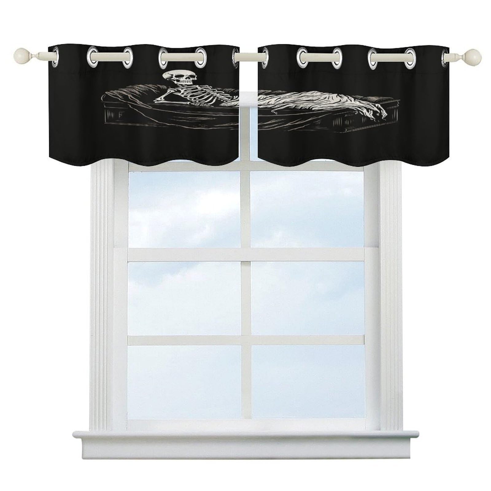 Cortinas opacas cortas de arte moderno de 52 pulgadas para ventanas pequeñas y cocina