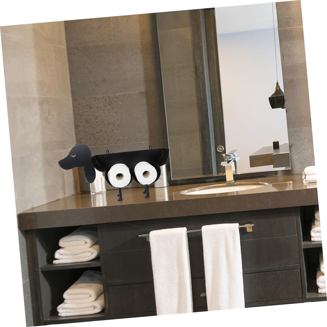 Tofficu Portarrollos de Papel Higiénico Soporte Estable Vertical de Hierro Negro para Varios Rollos, Adecuado para Baño de Hotel o Club