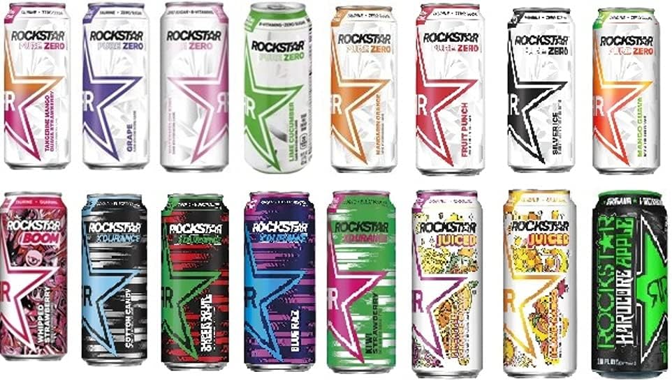 New Rockstar Energy Drink Variety Pack – 16fl.oz. (Pack of 16)