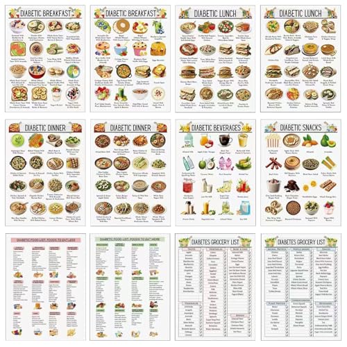 Genérico Lista de alimentos y planificador de comidas para diabéticos, 12 unidades, tabla de al...