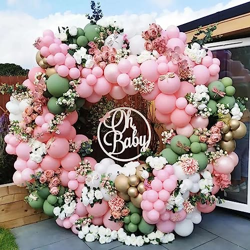 Image of Pastel Pink Balloons, 113Pcs Baby Light Pink Balloons Different Sizes, 18 /12 /10 /5 Inch Macaron Pastel Pink Balloon Garland Pink Latex Balloons for Birthday Baby Shower Gender Reveal Party Decorations