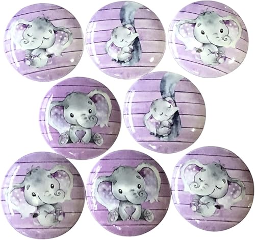 Twisted R Design Elephant Nursery - Perillas de madera para armario (juego de 8 unidades, elefante púrpura)