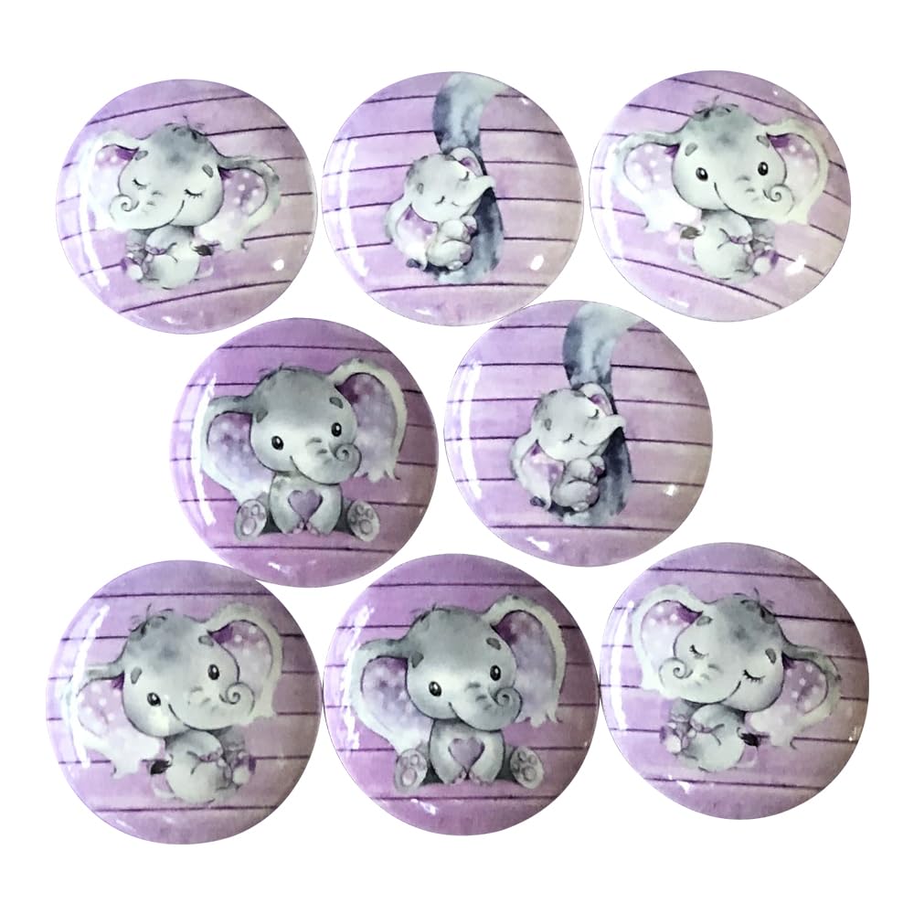 Twisted R Design Elephant Nursery Wood Cabinet Knobs (Set of 8 Purple Elephant)