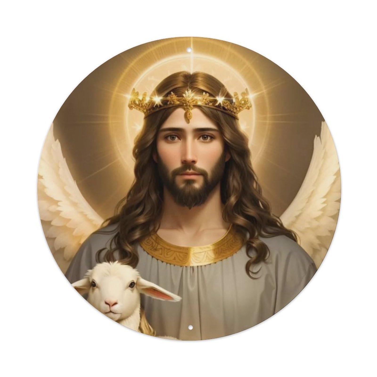 Jesus with The Lamb Religious Metal Tin Sign