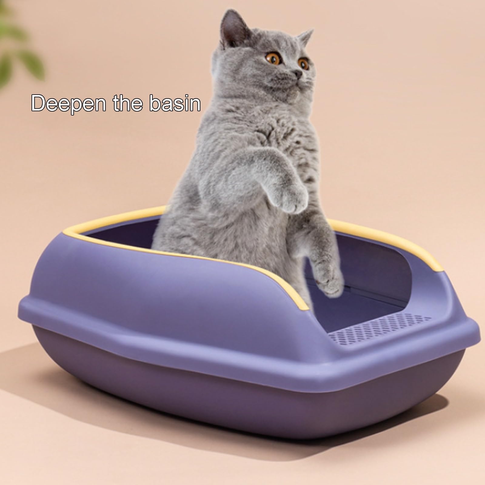 Bandeja para Gatos con Apertura Extraíble, Areneros De Lados Altos, con Pala Y Pedal De Filtro, Orinal Doméstico para Gatos Pequeños Y Grandes(Blue,38cm)