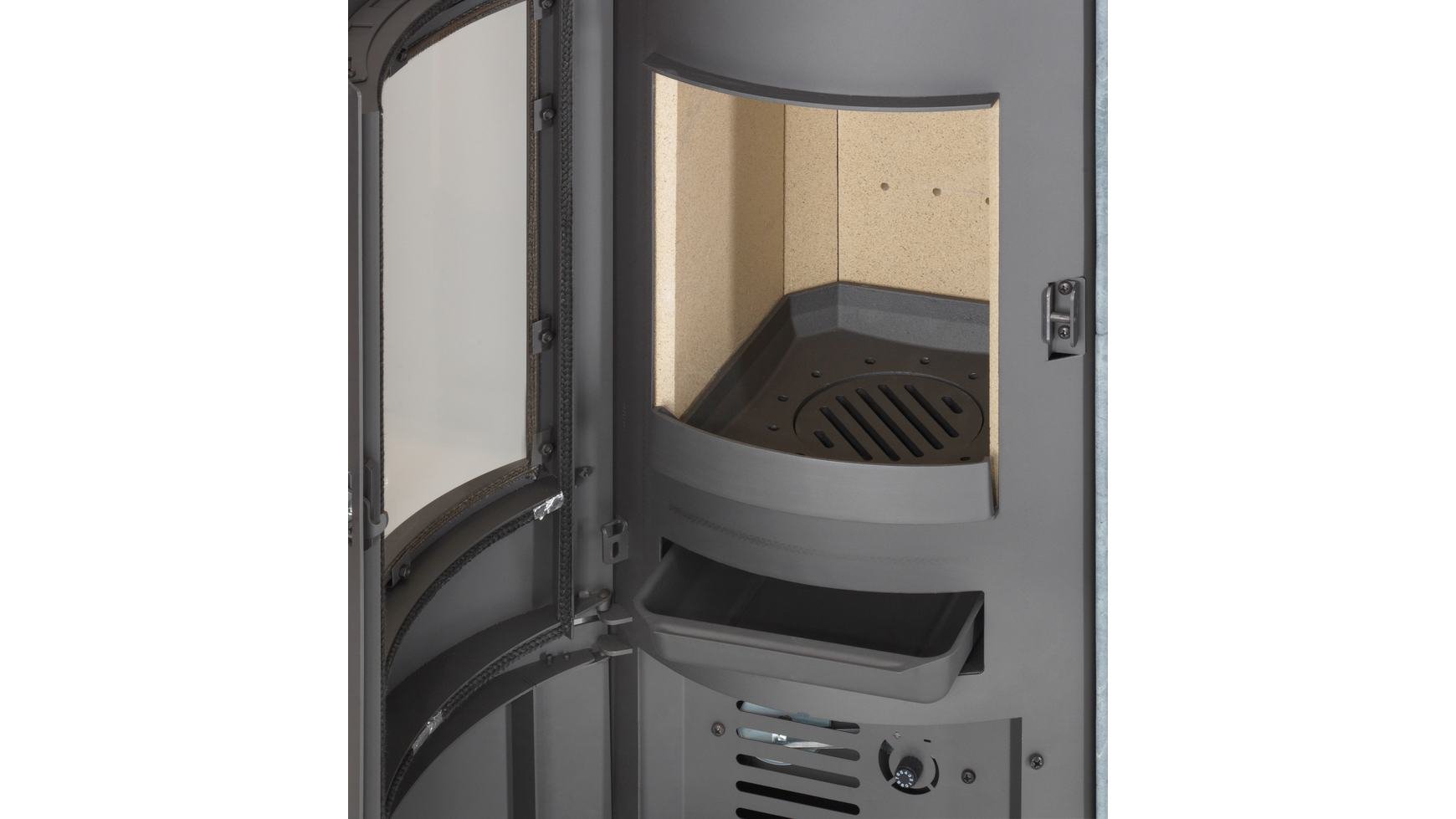 THERMIA Kaminofen München, Naturstein, 7 kW, Dauerbrand, Automatik grau