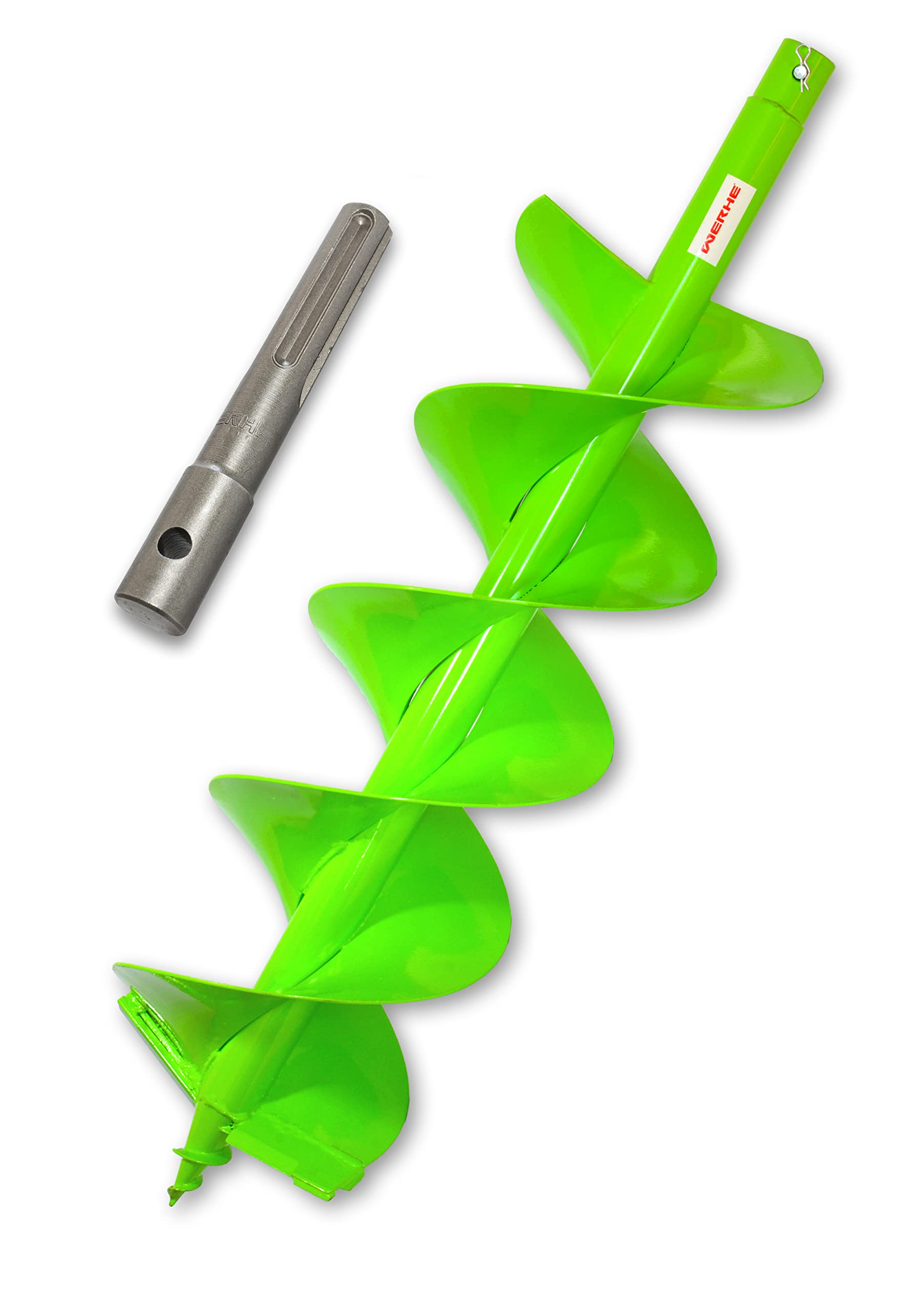 WERHE świder ziemny 250 mm, podwójna spirala, stal, adapter SDS Max | grot centrujący, długość całkowita 800 mm, głębokość robocza do 750 mm, hartowany grot, do wiercenia pod słupki