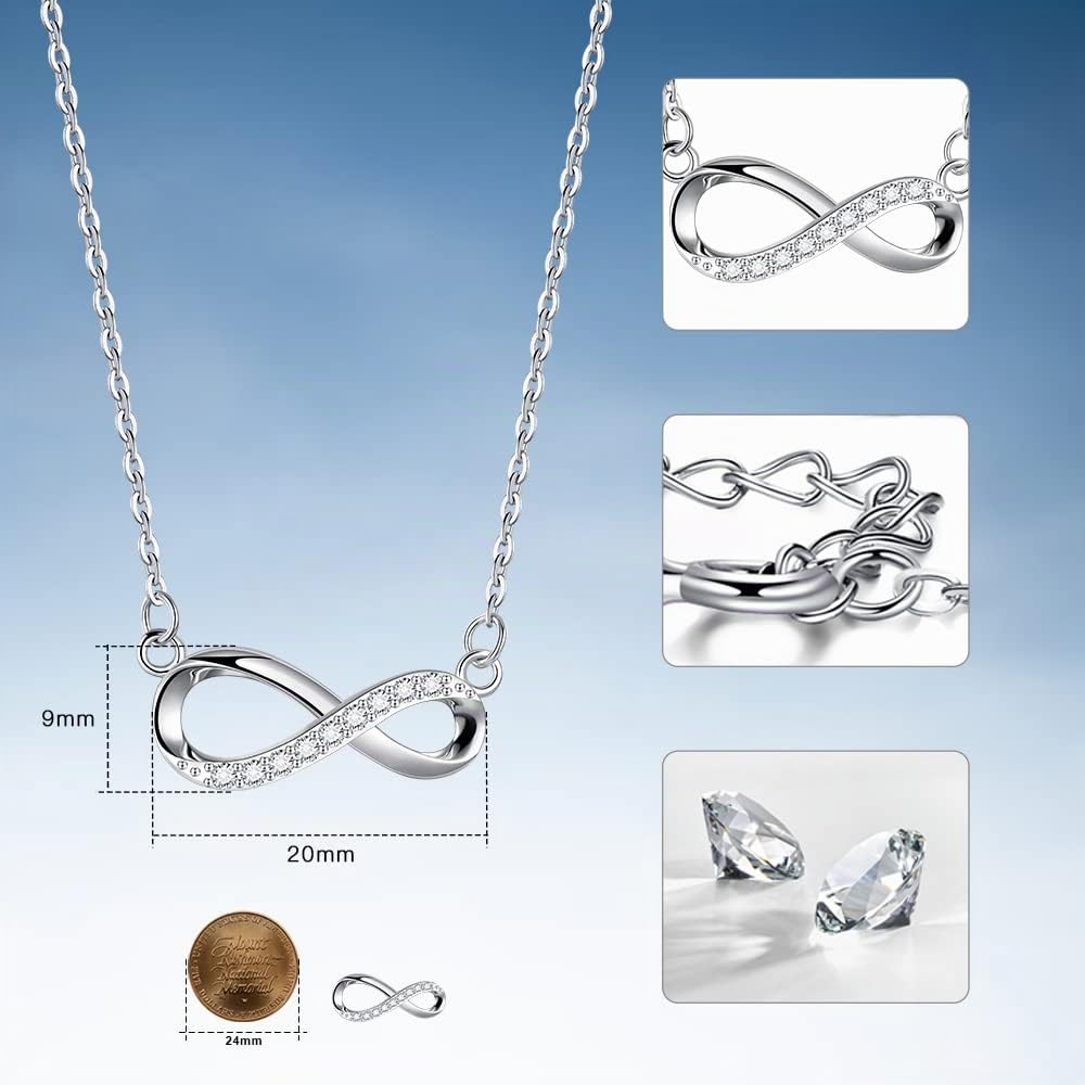 Kette Damen 925 Sterling Silber Unendlichkeit Liebe Infinity Herz Anhänger Halskette für Frauen Schmuck für Sie Frau Freundin Mama Muttertag Valentinstag Geburtstags Geschenke…