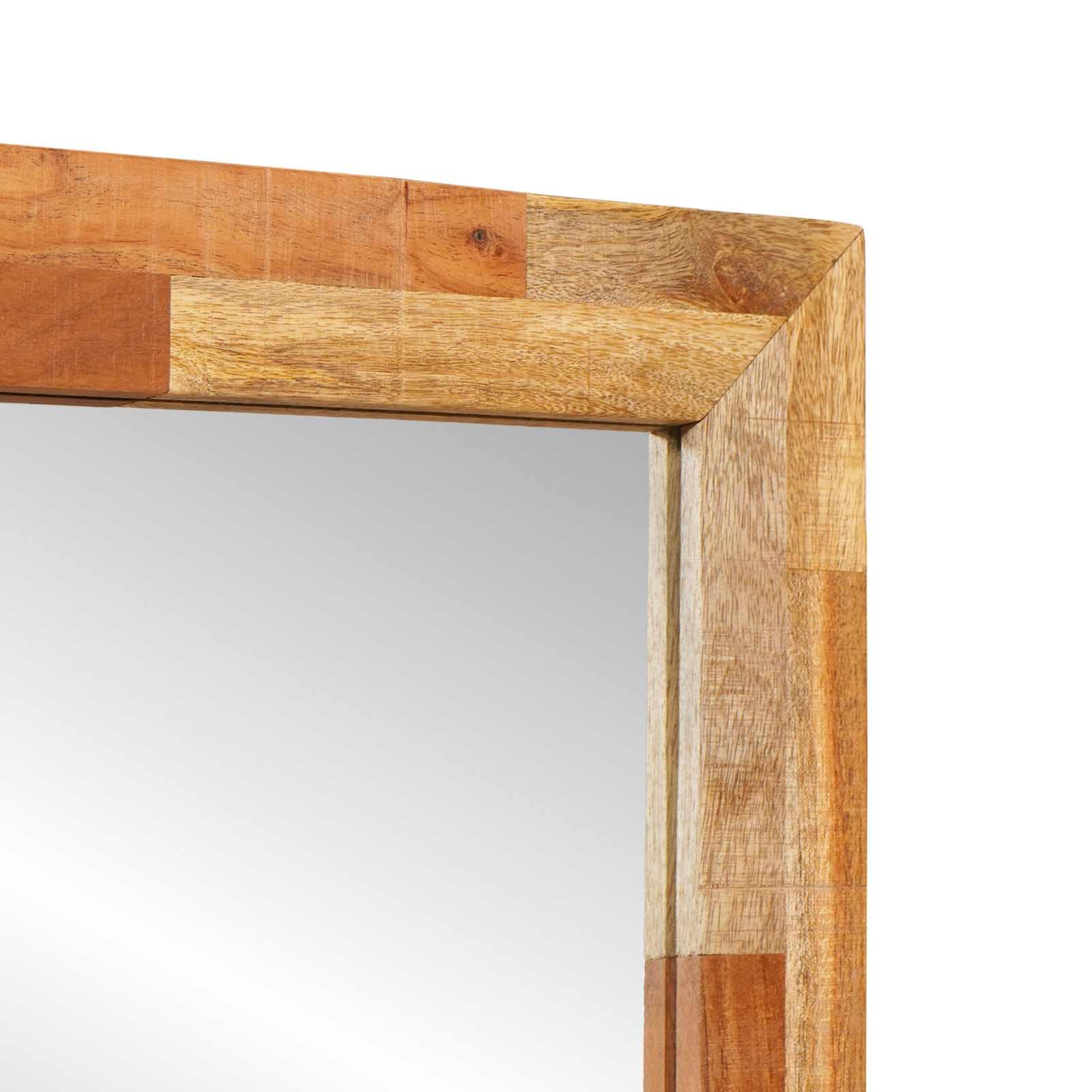 Espejo de baño con almacenamiento de roble Artisan, 50 x 70 x 2,5 cm, moderno espejo de baño de madera maciza de mango con diseño minimalista para montaje en pared elegante y práctico