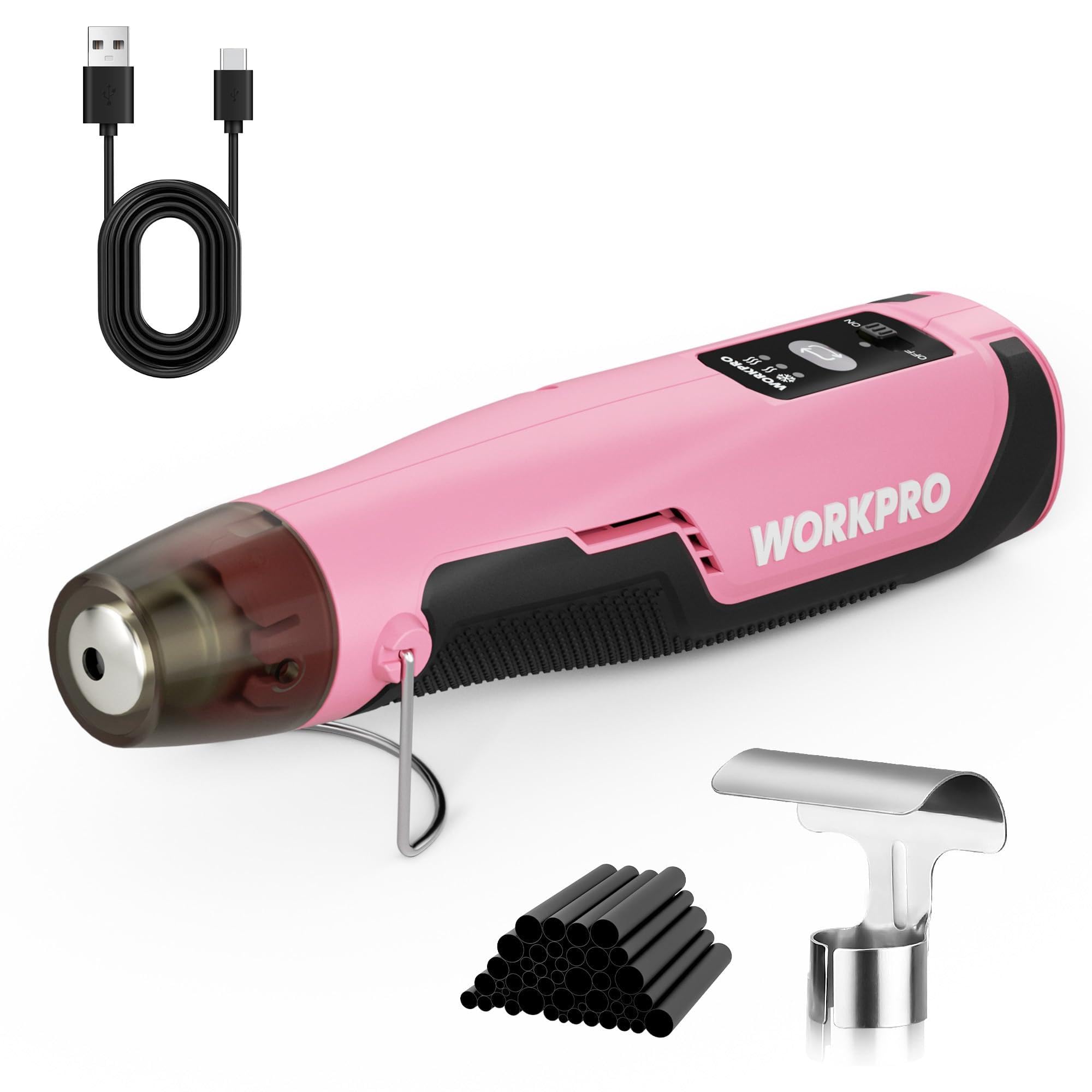 WORKPRO 7.2V Pink Cordless Mini Heat Gun, Fast Heating