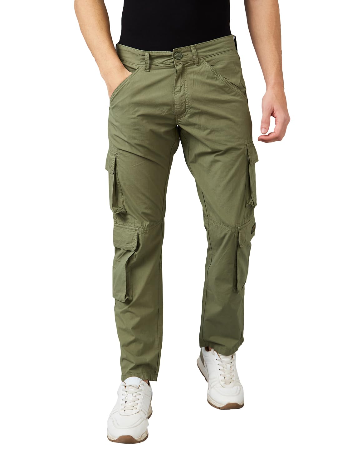 spykar Men's Mid Rise Regular Casual Pants-picture-31