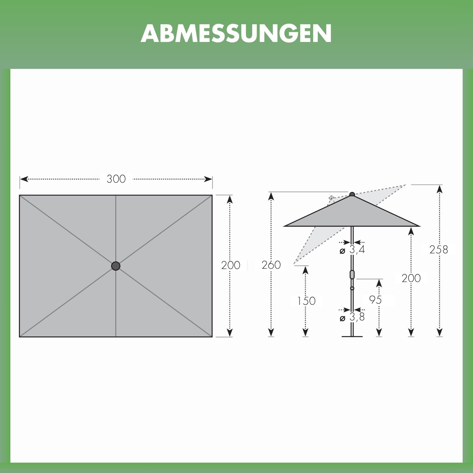 Doppler Sonnenschirm für den Garten Jack 300x200cm in Natur - Rechteckiger Sonnenschirm für Balkon & Terrasse - Schirm knickbar - Großer Balkonsonnenschirm - Kippbarer Kurbelschirm