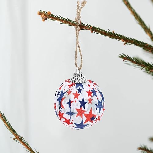 Miniatura 5 de LUOZZY 12 adornos de bolas para el Día de la Independencia, decoraciones patrióticas para colgar del 4 de julio, decoraciones patrióticas para
