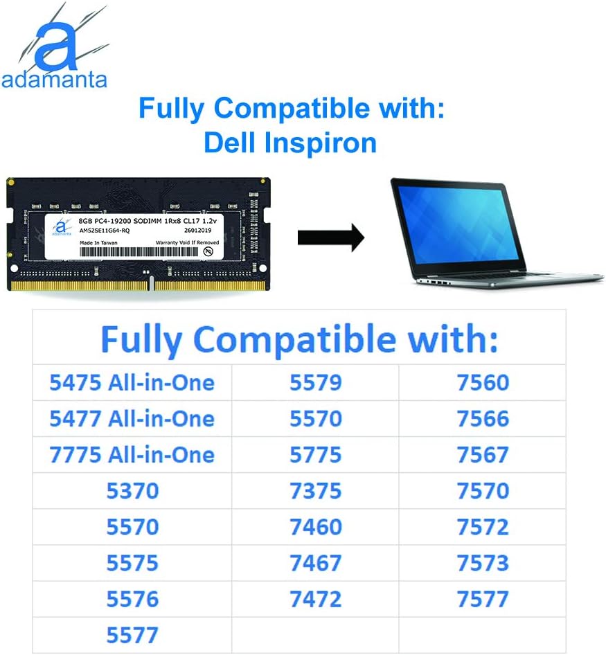 Bеѕt Dеаl Adamanta 8GB (1x8GB) Compatible for Dell Alienware, Inspiron, Latitude, Optiplex, Precision, Vostro & XPS DDR4 2400Mhz PC4-19200 SODIMM 1Rx8 CL17 1.2v Laptop Memory RAM Upgrade P/N: SNPMKYF9C/8G Frее Shірріng 🛒 Adamanta 8GB (1x8GB) Compatible for Dell Alienware, Inspiron, Latitude, Optiplex, Precision, Vostro & XPS DDR4 2400Mhz PC4-19200 SODIMM 1Rx8 CL17 1.2v Laptop Memory RAM Upgrade P/N: SNPMKYF9C/8G