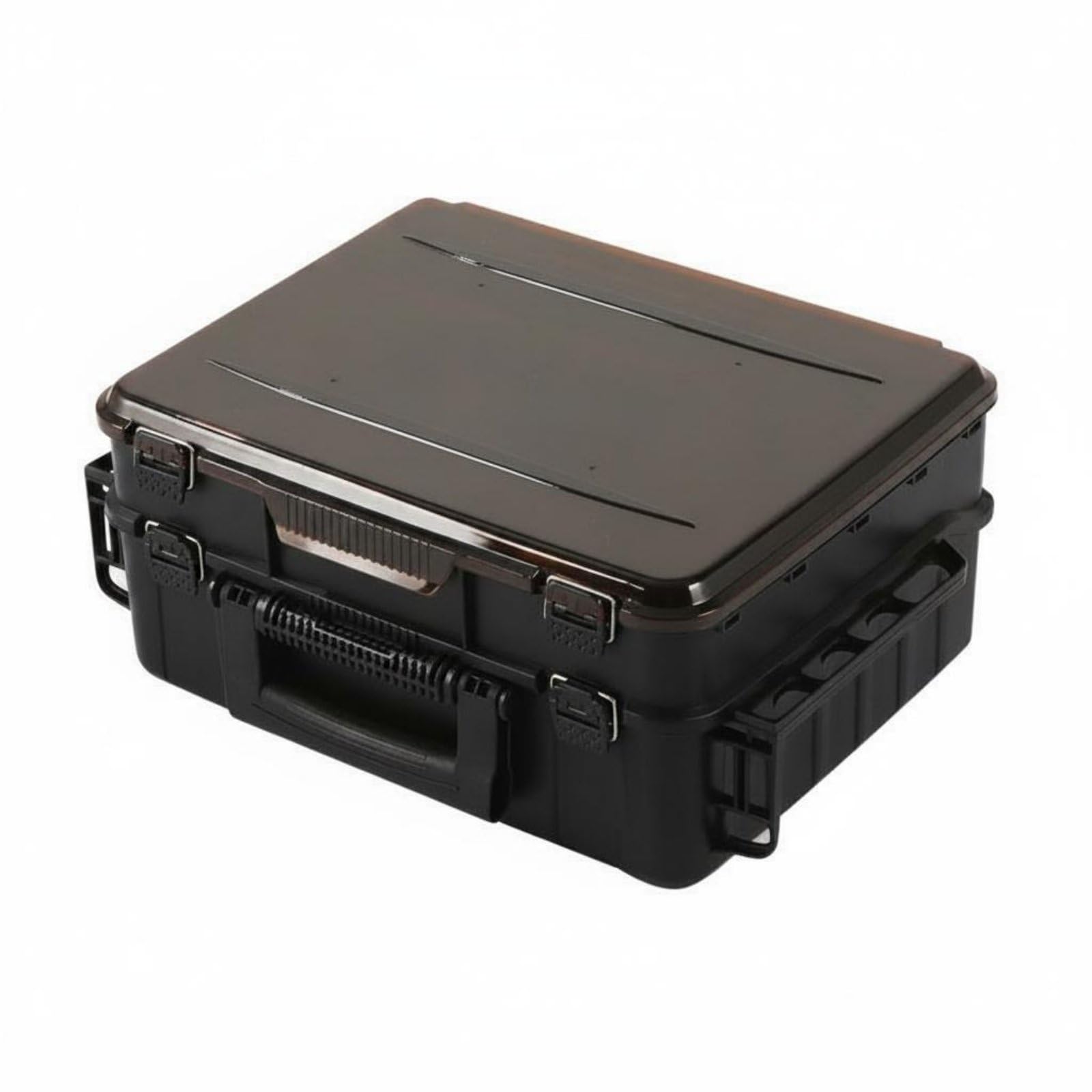 harayaa Scatola Porta Esche a Doppio Livello Scatola da Pesca Contenitore Tackle Box Organizer con Scomparti Regolabili in Plastica E Manico per Trasporto, Nero, 43X33X19cm