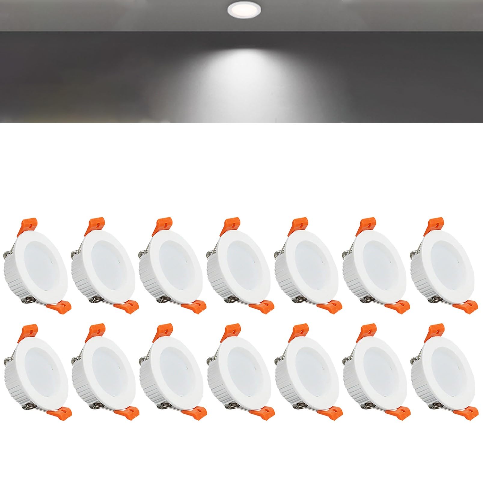 TTiiLoe 5W Round LED Recessed Ceiling Spotlights, 6000K Cold White Ultra Slim Panel Ceiling Light, Cut Φ70-75mm, AC110-240V Downlights for Hallway Stairwell Showroom, 14 Pack