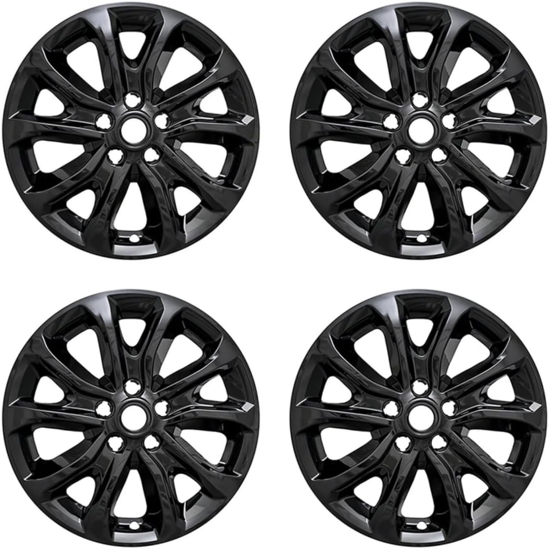 Wheel Skins Compatible with Chevrolet Equinox 2018 2019 2020 2021; 17 inch Wheel Covers; Set of 4 Pcs; Glossy Black
